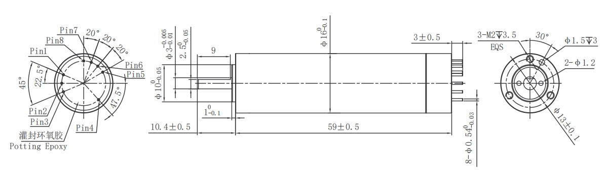 FA-DH16-24V-dimension-drawing FA-DH16-24V motor mechanical drawing and dimensions