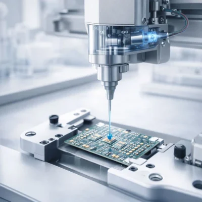 Micro dispensing equipment precision micro actuator Close-up of precision micro dispensing equipment used for controlled fluid dispensing, driven by a compact micro motor actuator for medical and laboratory devices