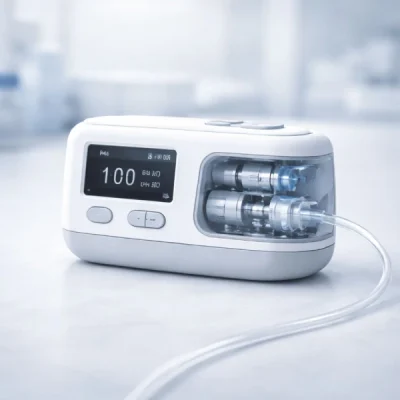 portable infusion pump drive system for medical devices Portable dosing and infusion medical device showing internal micro motor drive system used for precision fluid delivery