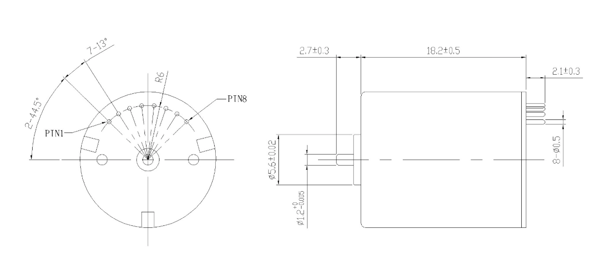 FA-1518RD mechanical outline dimension drawing FA-1518RD Φ15×18mm two-pole coreless brushless DC motor dimension diagram