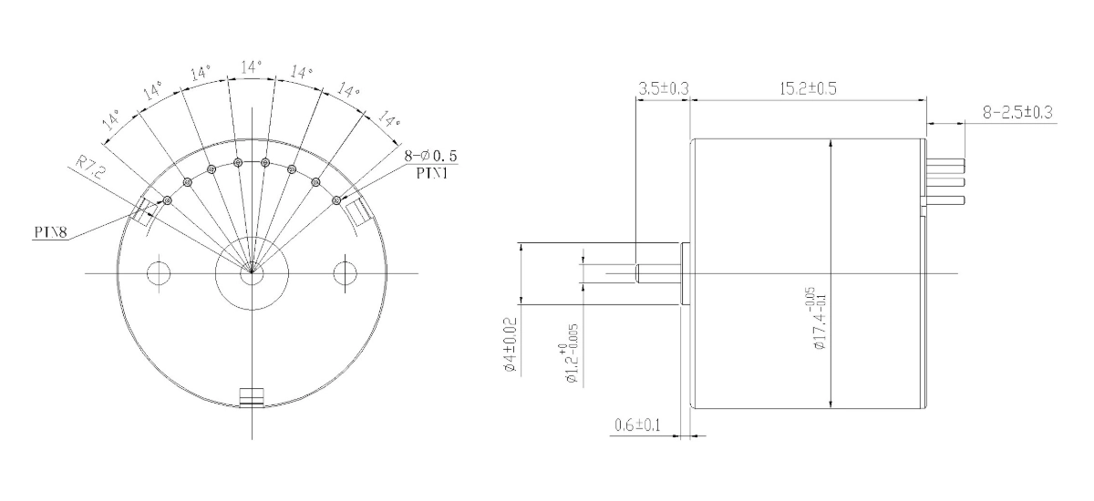 FA-1715RD mechanical outline dimension drawing FA-1715RD Φ17×15mm two-pole coreless brushless DC motor dimension diagram