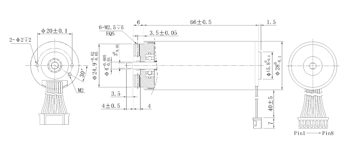 FA-2866RB (Tool) mechanical outline dimension drawing FA-2866RB (Tool) Φ28×66mm power tool coreless brushless motor dimension diagram
